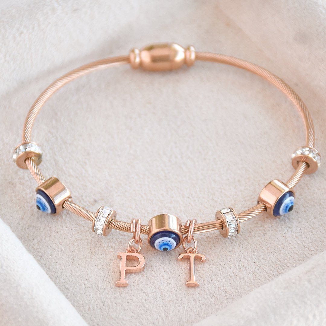Classic Evil Eye Bangle | Personalize with 2 or 3 Initials - Upakarnaproduct_type