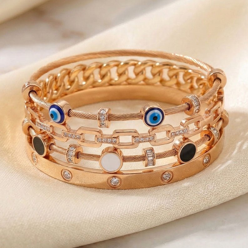 Classic Rosegold Bangle Stack in rose gold, anti-tarnish — Upakarna