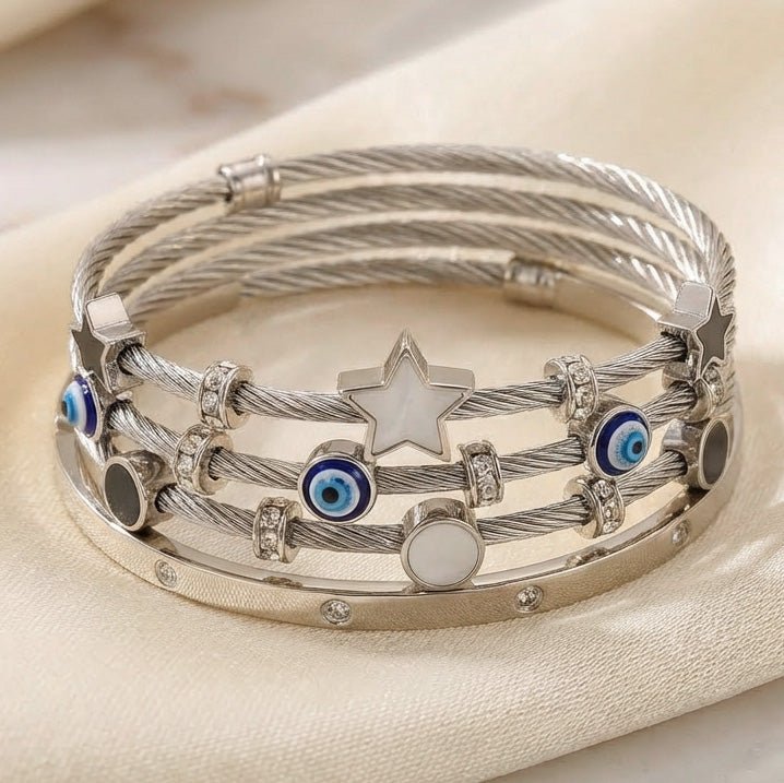 Classic Silver Bangle Stack - Upakarnaproduct_type