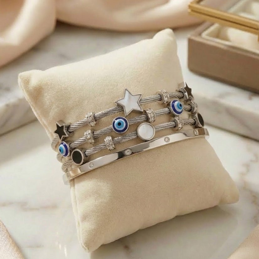 Classic Silver Bangle Stack - Upakarnaproduct_type