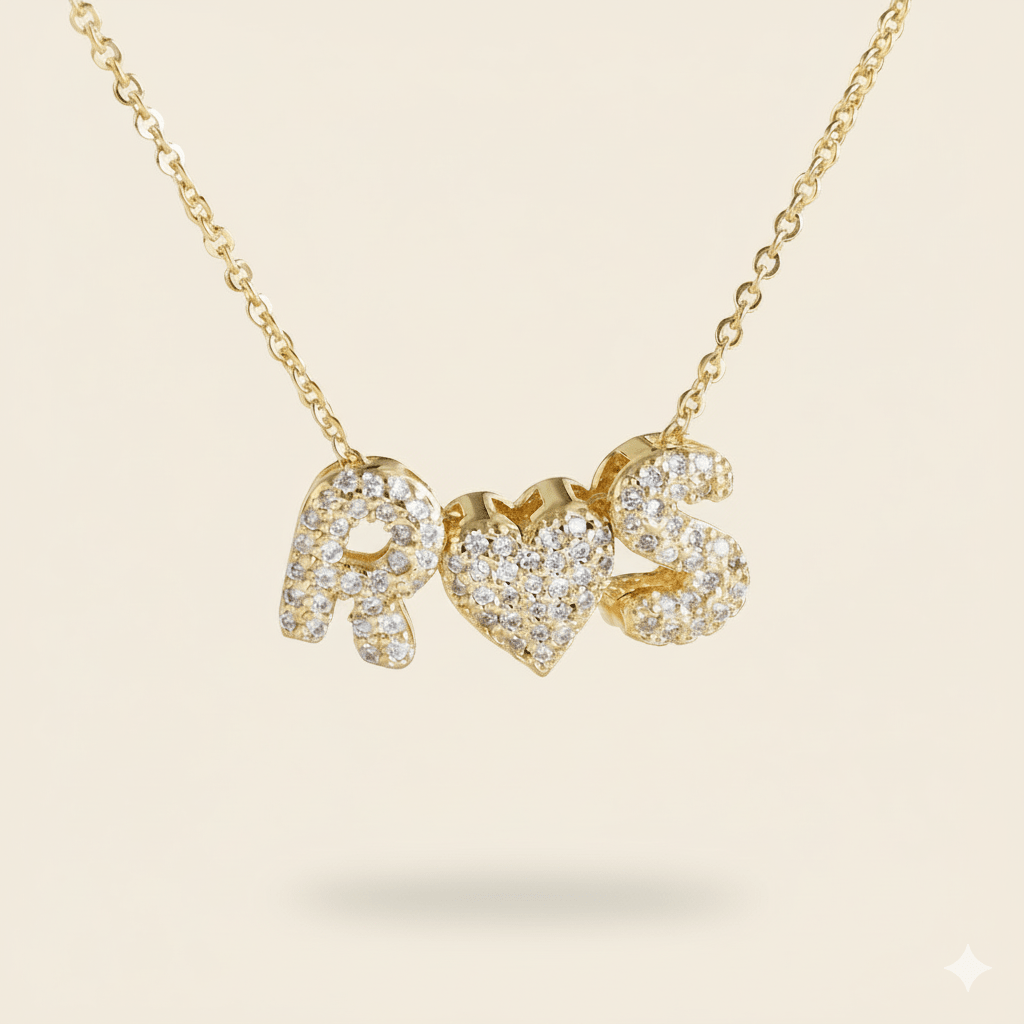 Couple Initial Necklace | Personalised Love Pendant with Heart Charm - Upakarnaproduct_type