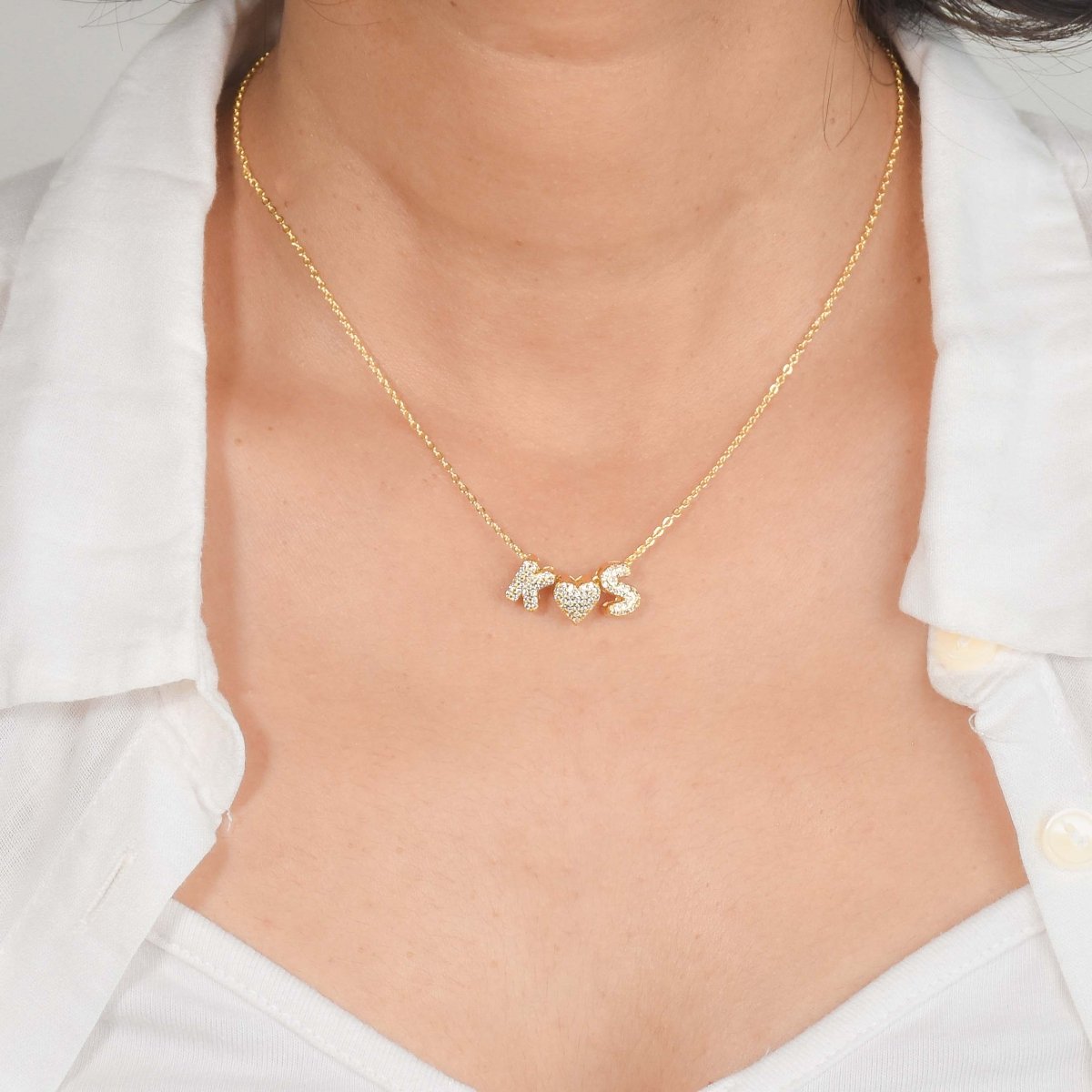 Couple Initial Necklace | Personalised Love Pendant with Heart Charm - Upakarnaproduct_type