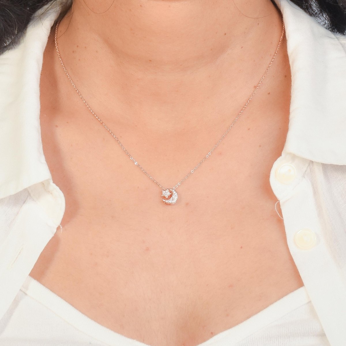 Crescent Moon & Star Necklace - Upakarnaproduct_type