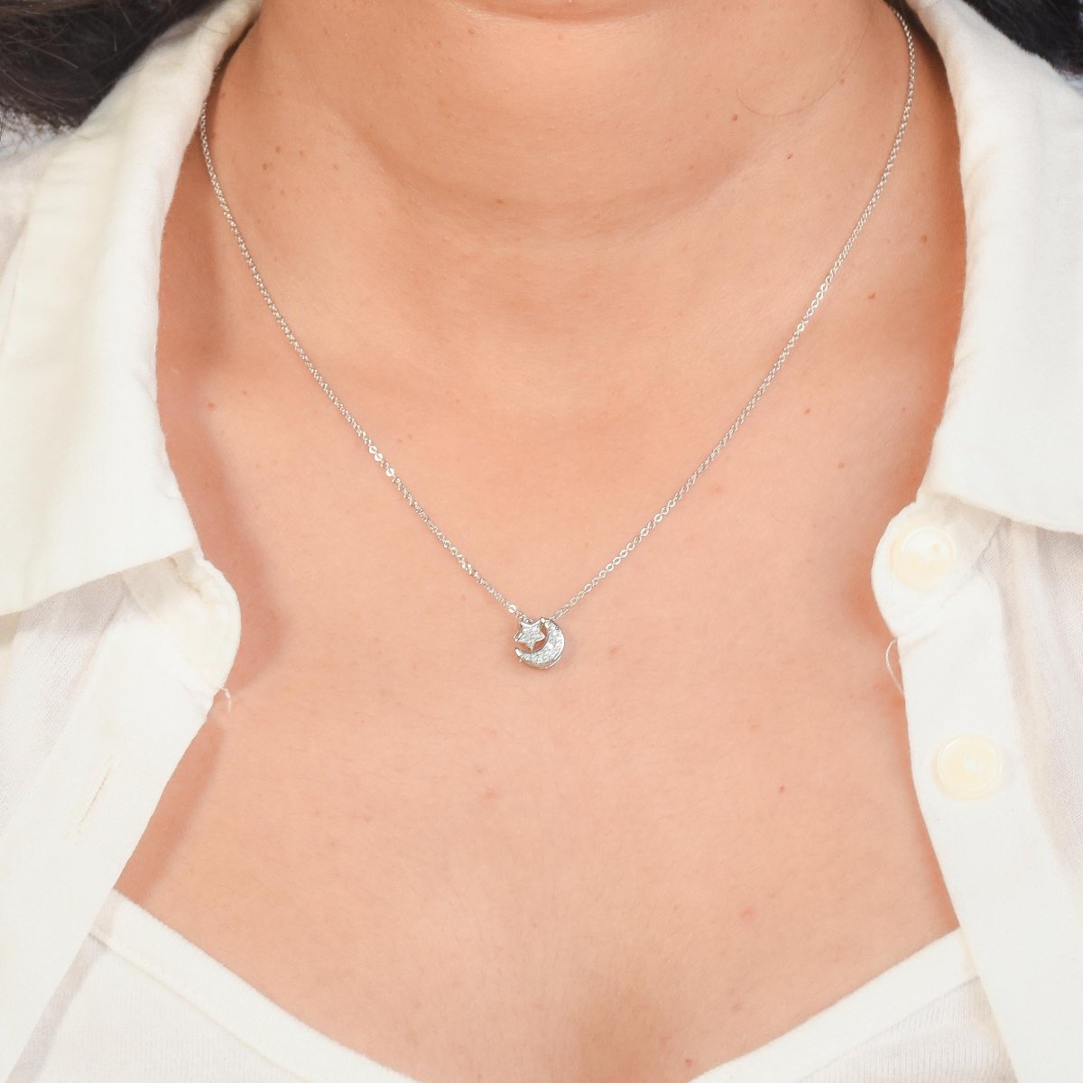 Crescent Moon & Star Necklace - Upakarnaproduct_type