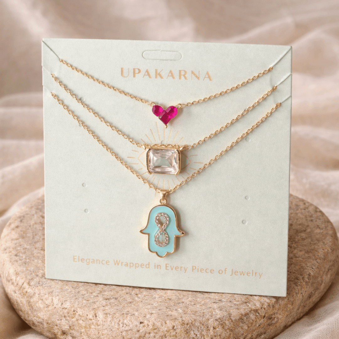 Crimson Sparkle Necklace Stack - Upakarnaproduct_type