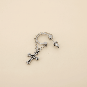 Crucifix Chain Cuff Men Earrings