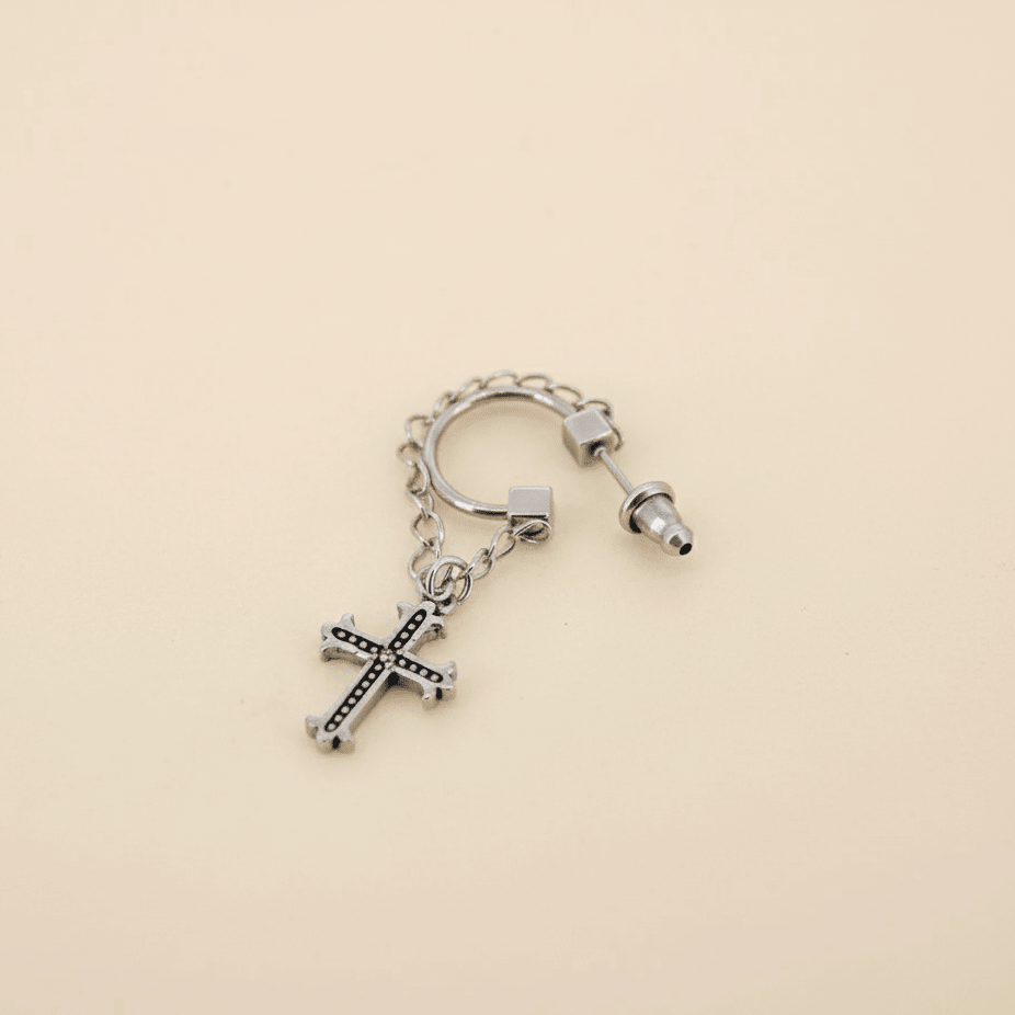 Crucifix Chain Men Earring - Upakarnaproduct_type