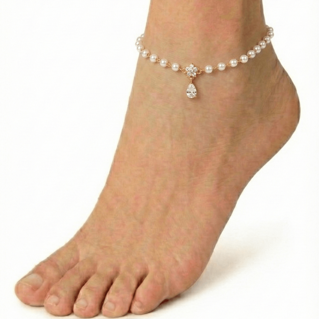 Crystal Floret Pearl Anklet - Upakarnaproduct_type