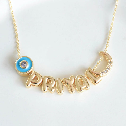 DIY Cute Name Charms Necklace, golden