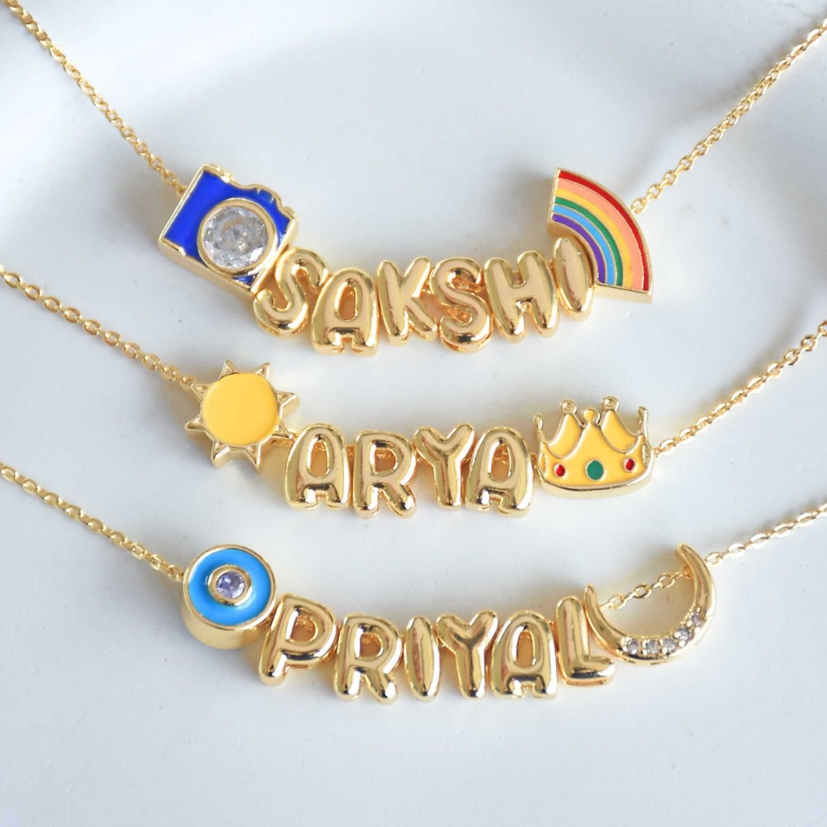 Cute Name Charms Necklace | Custom Letter & Symbol Chain - Upakarnaproduct_type