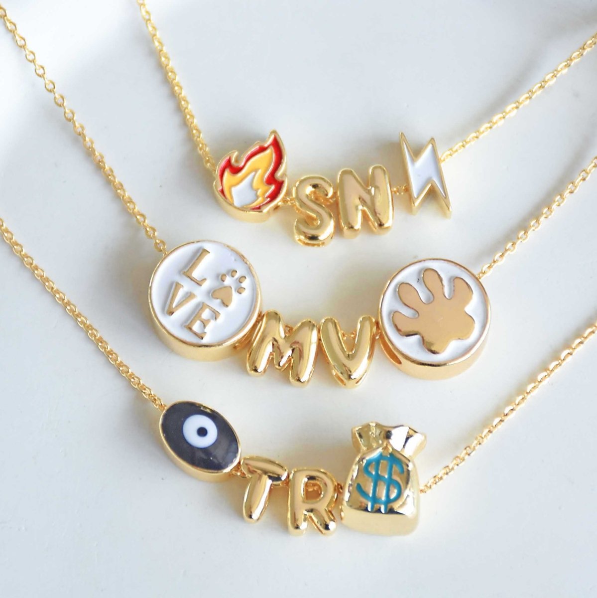 Cute Name Charms Necklace | Custom Letter & Symbol Chain - Upakarnaproduct_type