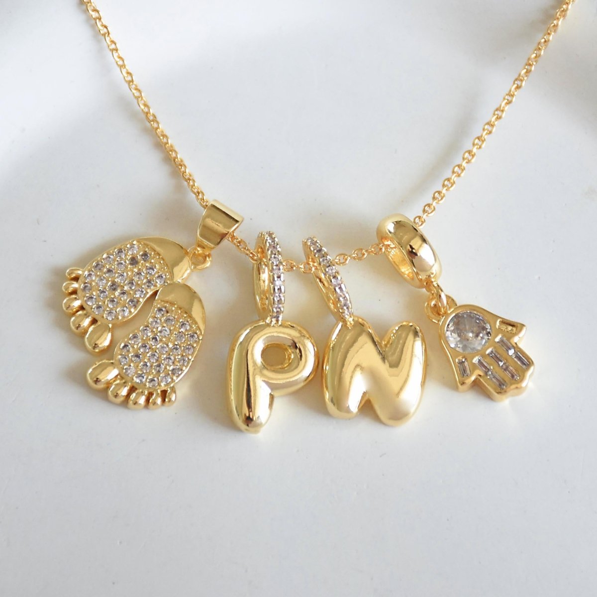 Dainty Alphabet Charm Necklace | Personalised Dangling Initial Pendant - Upakarnaproduct_type
