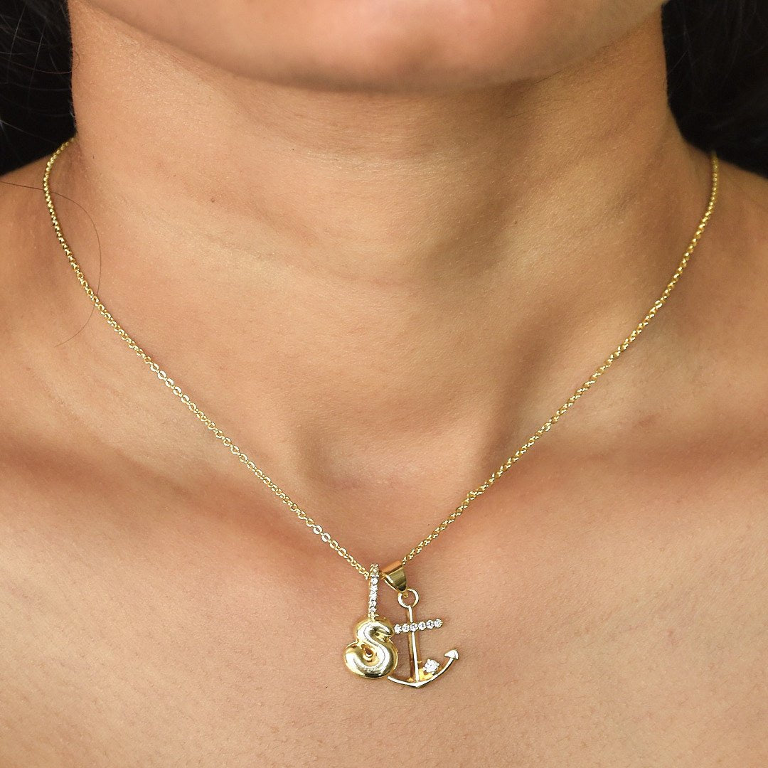 Dainty Alphabet Charm Necklace | Personalised Dangling Initial Pendant - Upakarnaproduct_type
