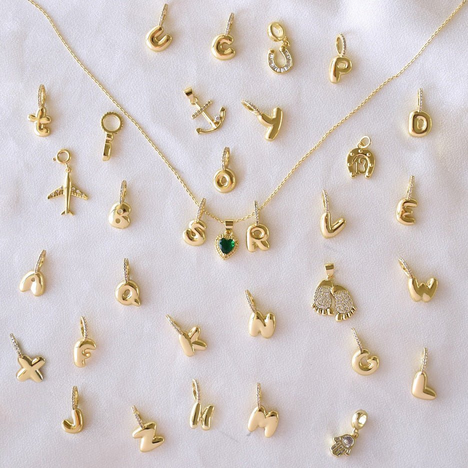 Dainty Alphabet Charm Necklace | Personalised Dangling Initial Pendant - Upakarnaproduct_type