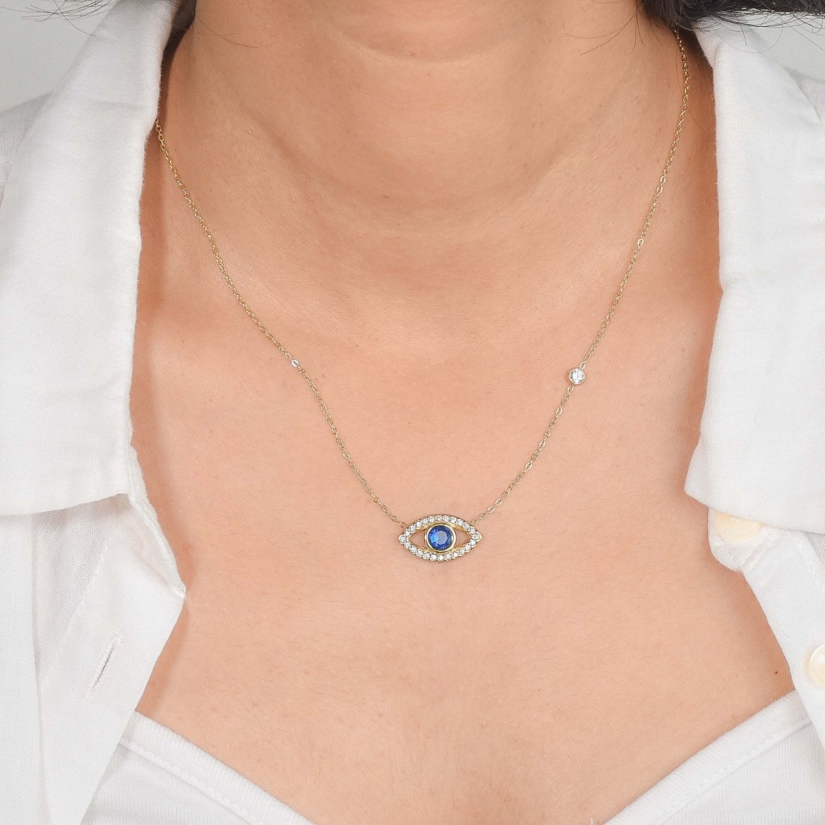 Dainty Evil Eye Studded Necklace - Upakarnaproduct_type
