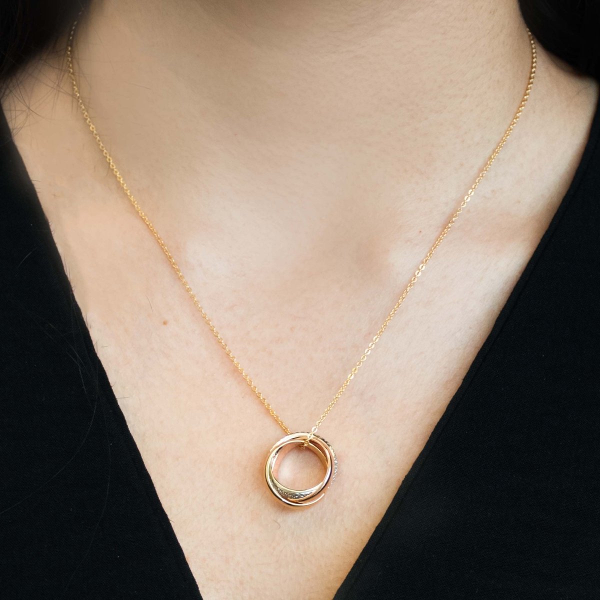 Dainty Triple Ring Necklace - Upakarnaproduct_type
