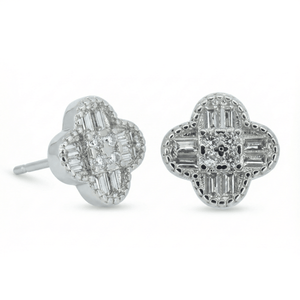 Diamond Clover Stud Earrings