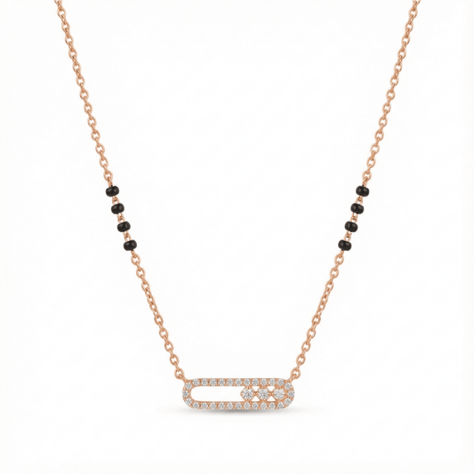 Diamond Halo Bar Mangalsutra Necklace