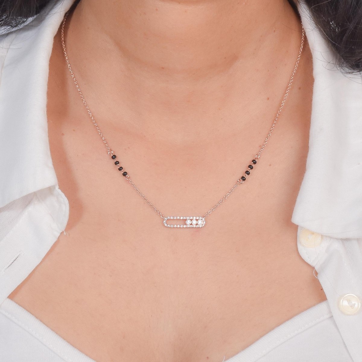 Diamond Halo Bar Mangalsutra Necklace - Upakarnaproduct_type