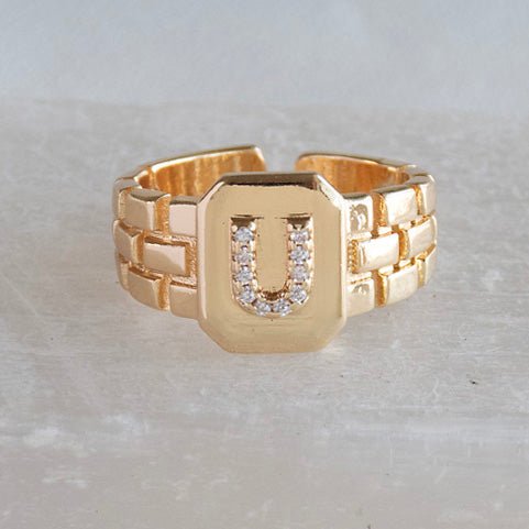 Diamond Initial Studded Ring - Upakarnaproduct_type
