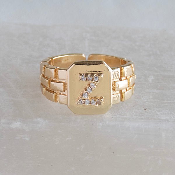 Diamond Initial Studded Ring - Upakarnaproduct_type