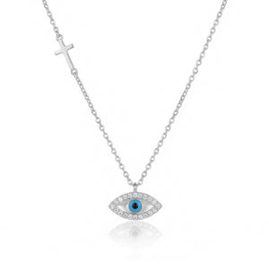 Divine Evil Eye & Cross Necklace