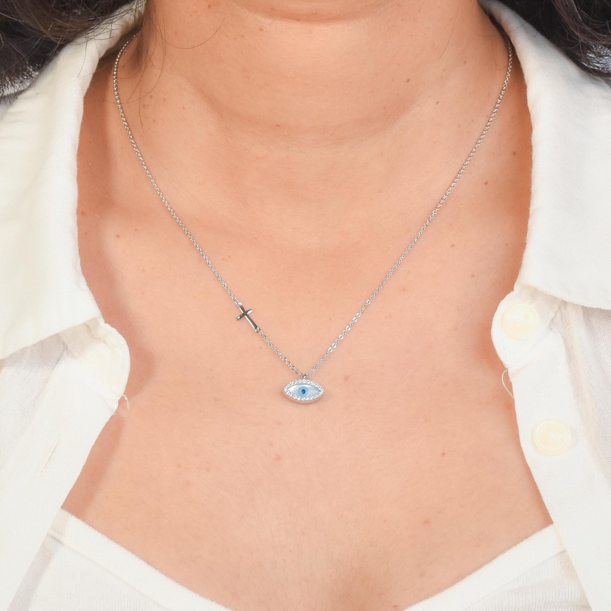 Divine Evil Eye & Cross Necklace - Upakarnaproduct_type