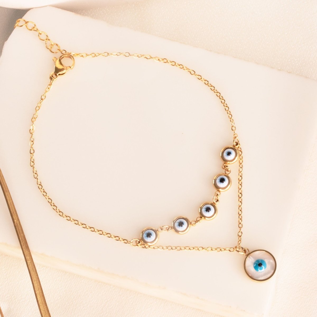 Elegant Evil Eye Layered Anklet - Upakarnaproduct_type