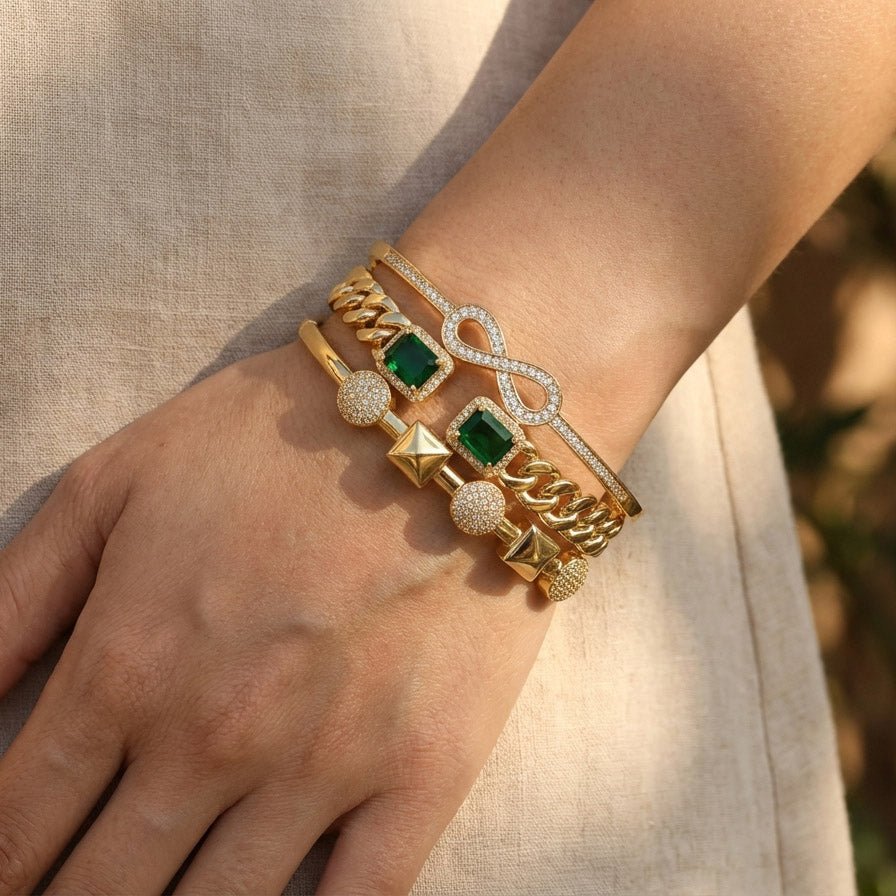 Emerald Pave Bangle Stack - Upakarnaproduct_type