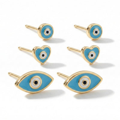 Enamel Evil Eye Studs Earring Stack