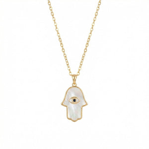 Enamel Hamsa  Pendant Necklace