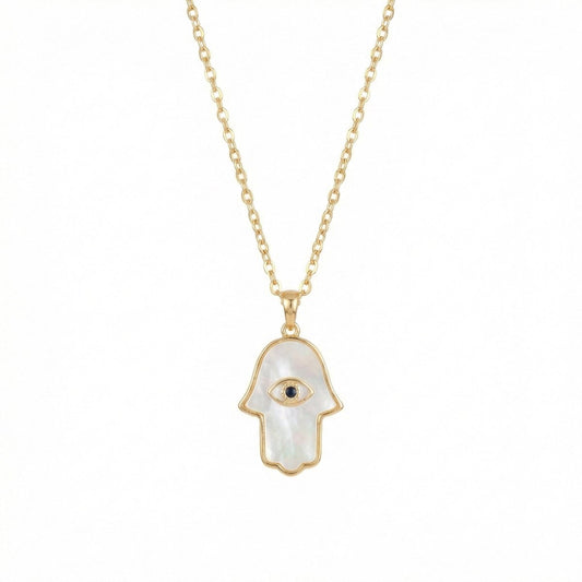 Enamel Hamsa  Pendant Necklace