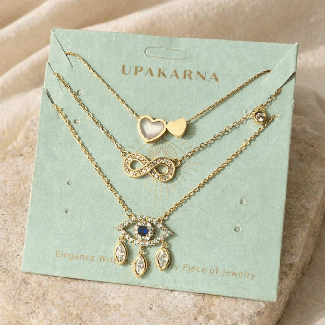 Eternal Infinity Necklace Stack in gold, anti-tarnish — Upakarna