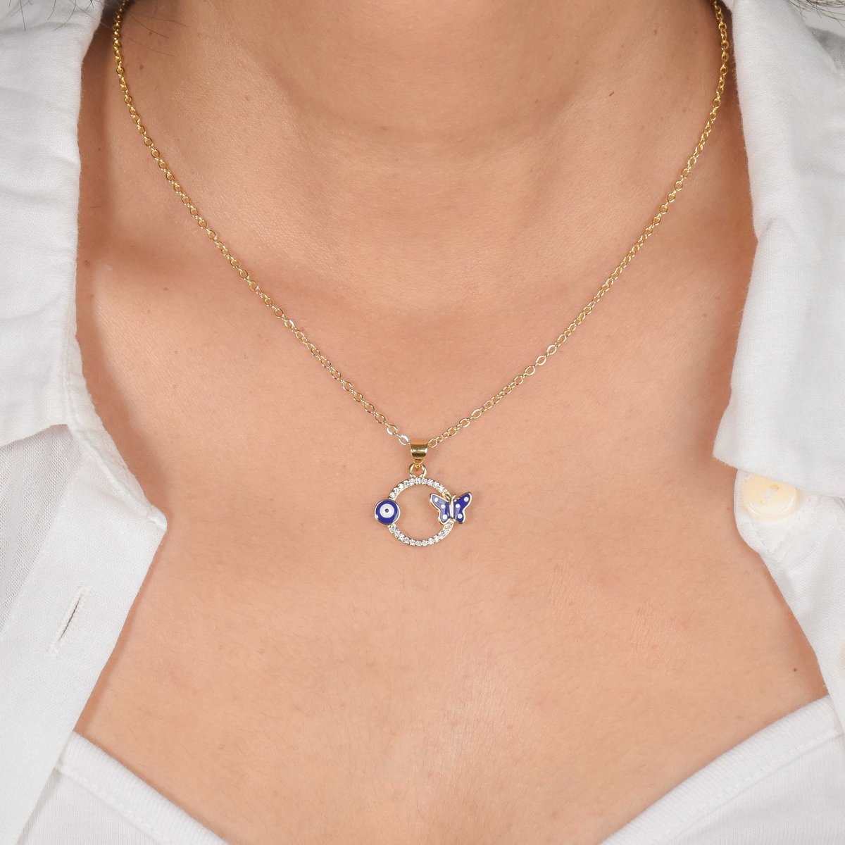Evil Eye Butterfly Necklace - Upakarnaproduct_type