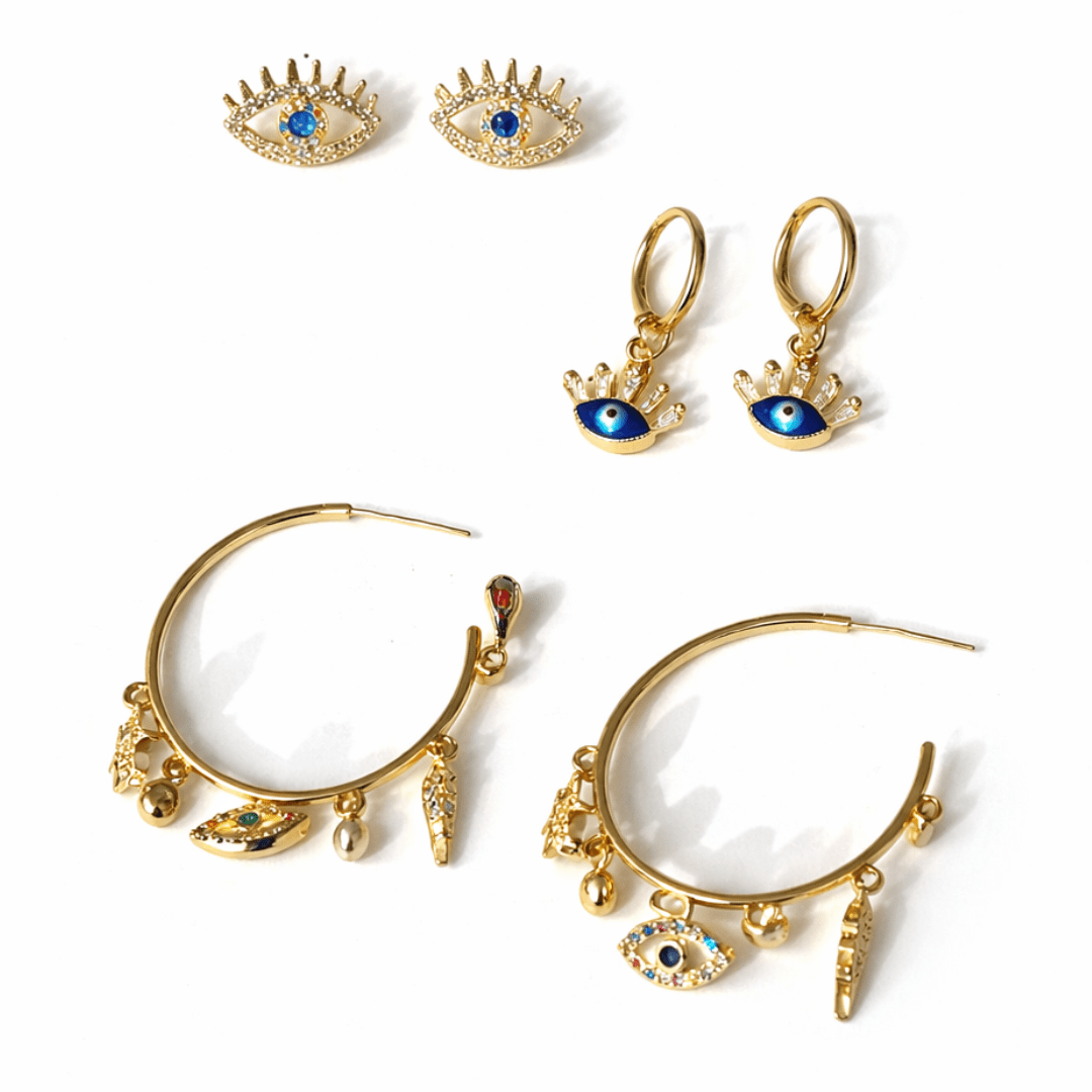 Evil Eye Charm Earring Stack - Upakarnaproduct_type
