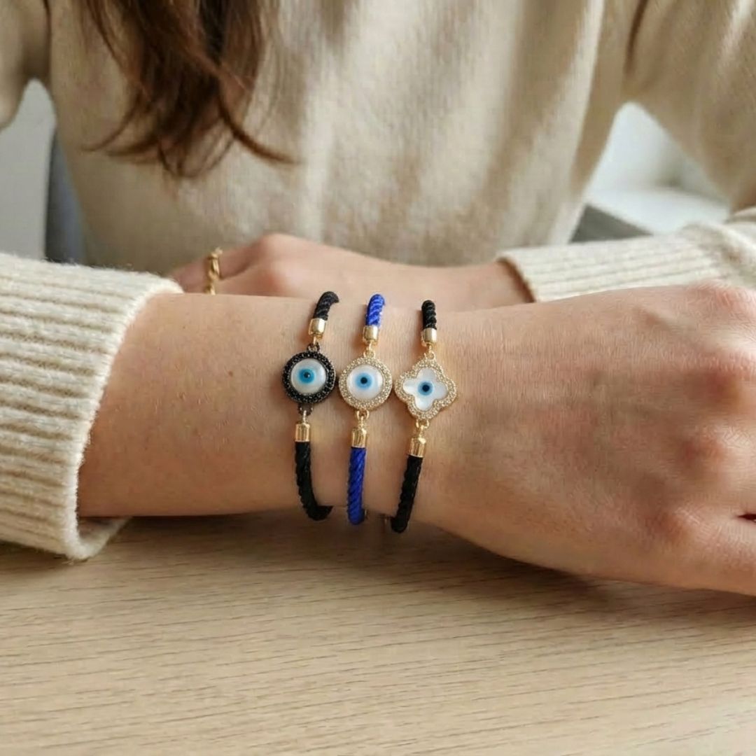 Evil Eye Thread Bracelet Stack - Upakarnaproduct_type