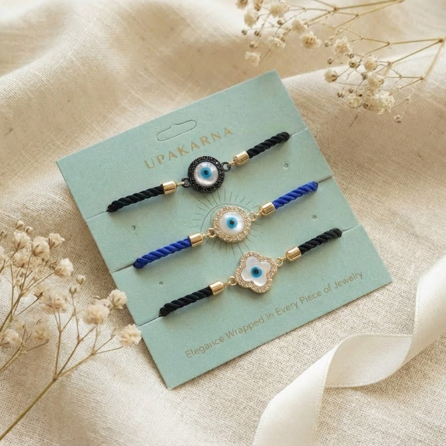 Evil Eye Thread Bracelet Stack - Upakarnaproduct_type