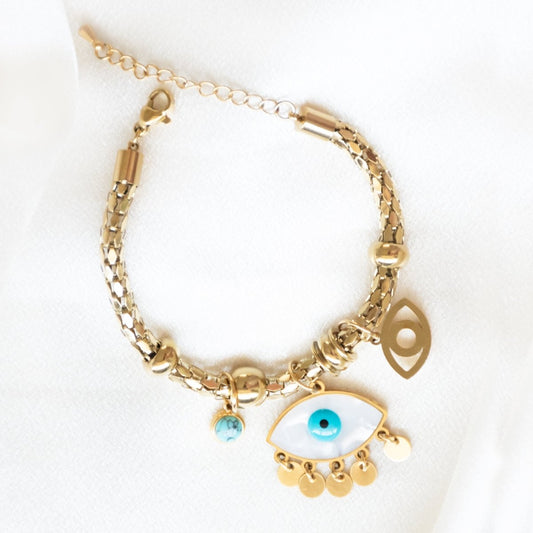 Eye Shaped Charm Bracelet, golden