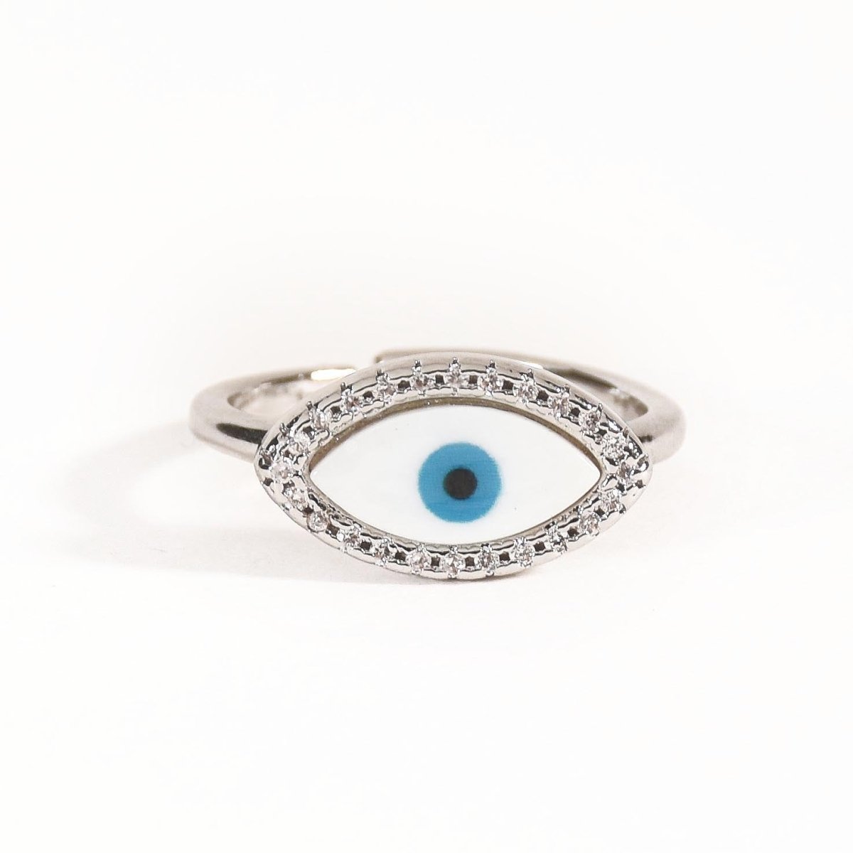 Eye - Shaped Studded Evil Eye Ring - Upakarnaproduct_type