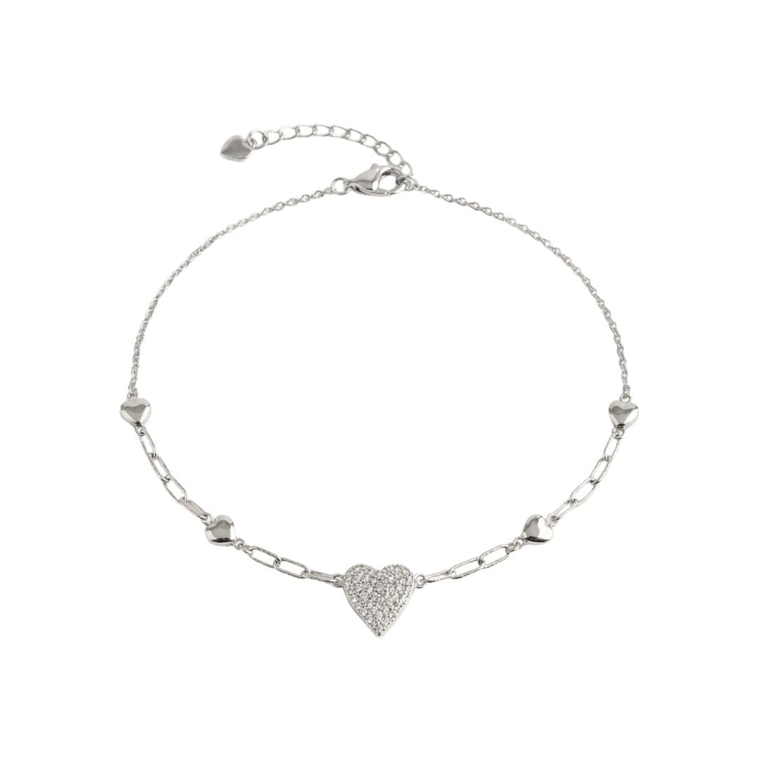 Gilded Heart Linked Anklet - Upakarnaproduct_type