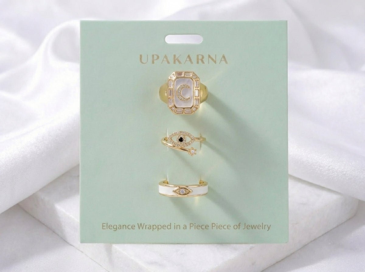 Gilded Ivory Ring Stack - Upakarnaproduct_type