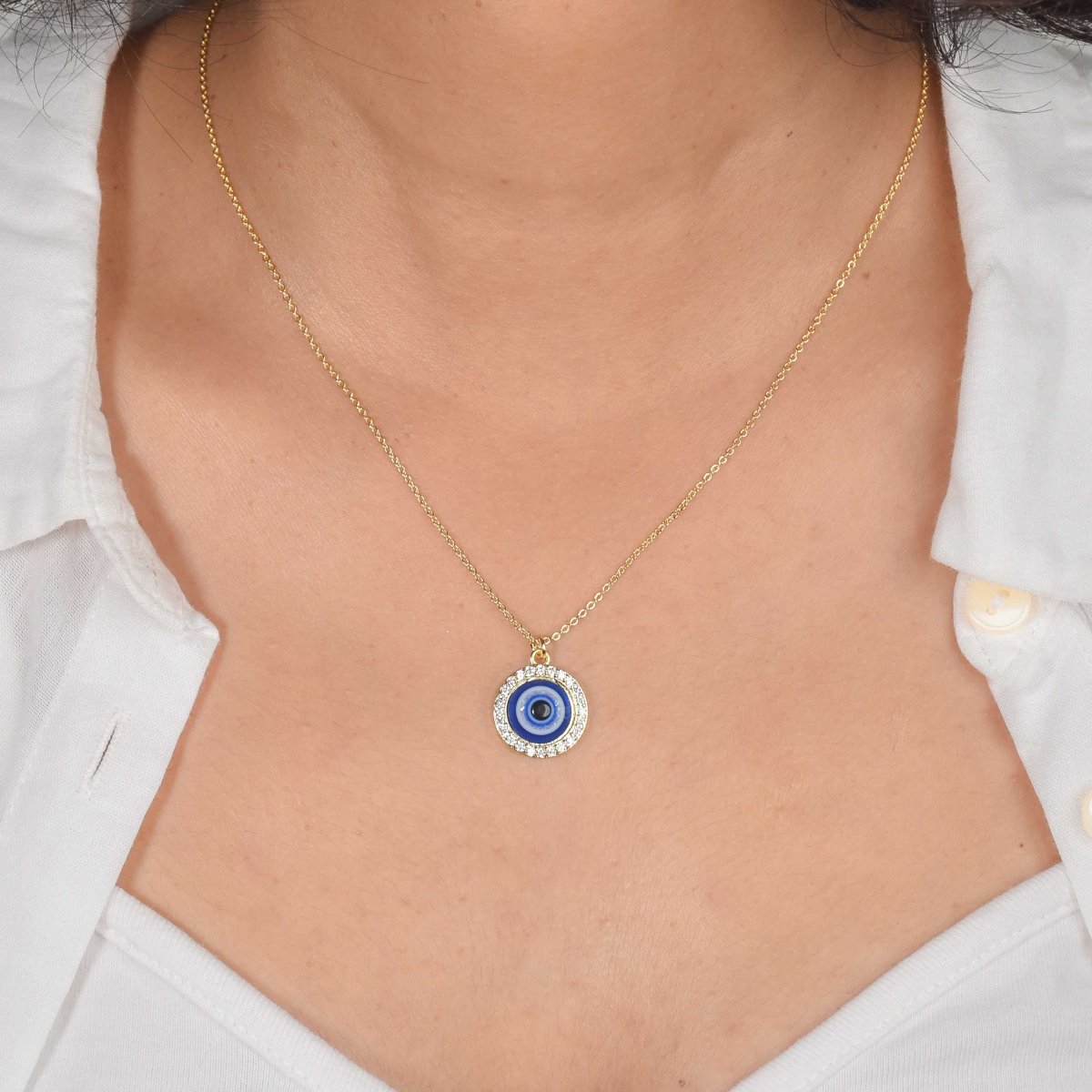 Gleaming Evil Eye Petite Necklace - Upakarnaproduct_type