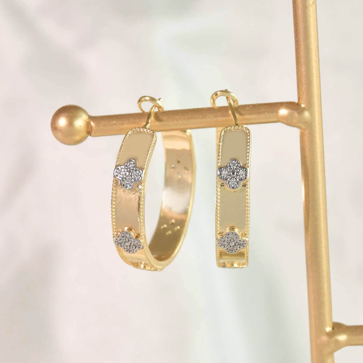 Golden Crystal Pave Hoops - Upakarnaproduct_type