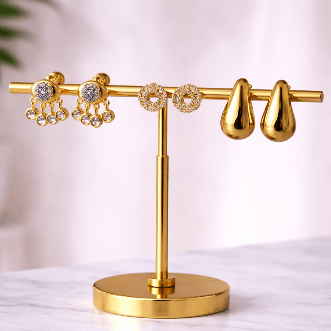 Golden Drop Earring Stack - Upakarnaproduct_type