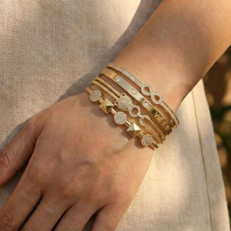 Golden Infinity Bangle Stack - Upakarnaproduct_type