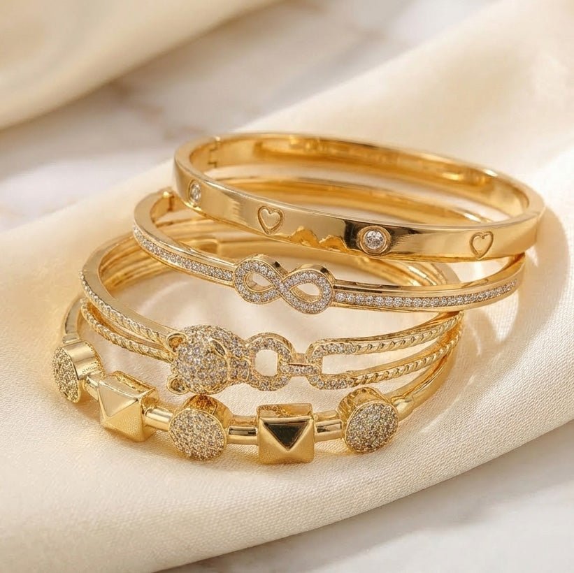 Golden Infinity Bangle Stack - Upakarnaproduct_type
