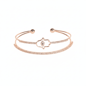 Hamsa Haven Cuff Bangle | Anti-tarnish | Gold Plated | Adjustable
