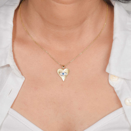 Heart Evil Eye Necklace, golden