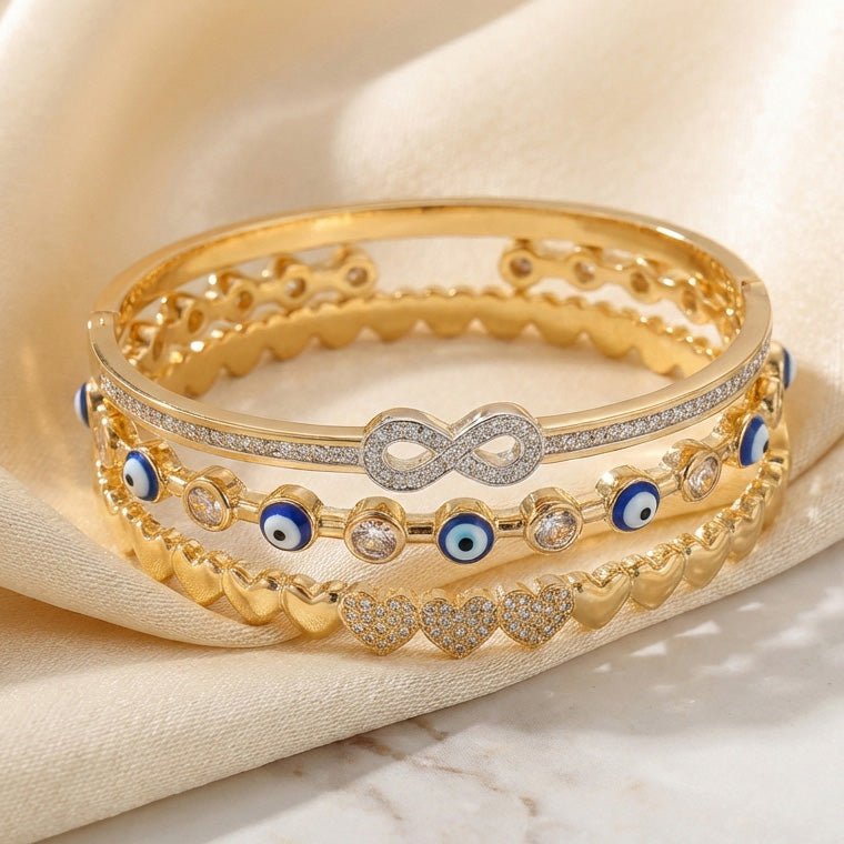 Heartline Evil Eye Bangle Stack - Upakarnaproduct_type