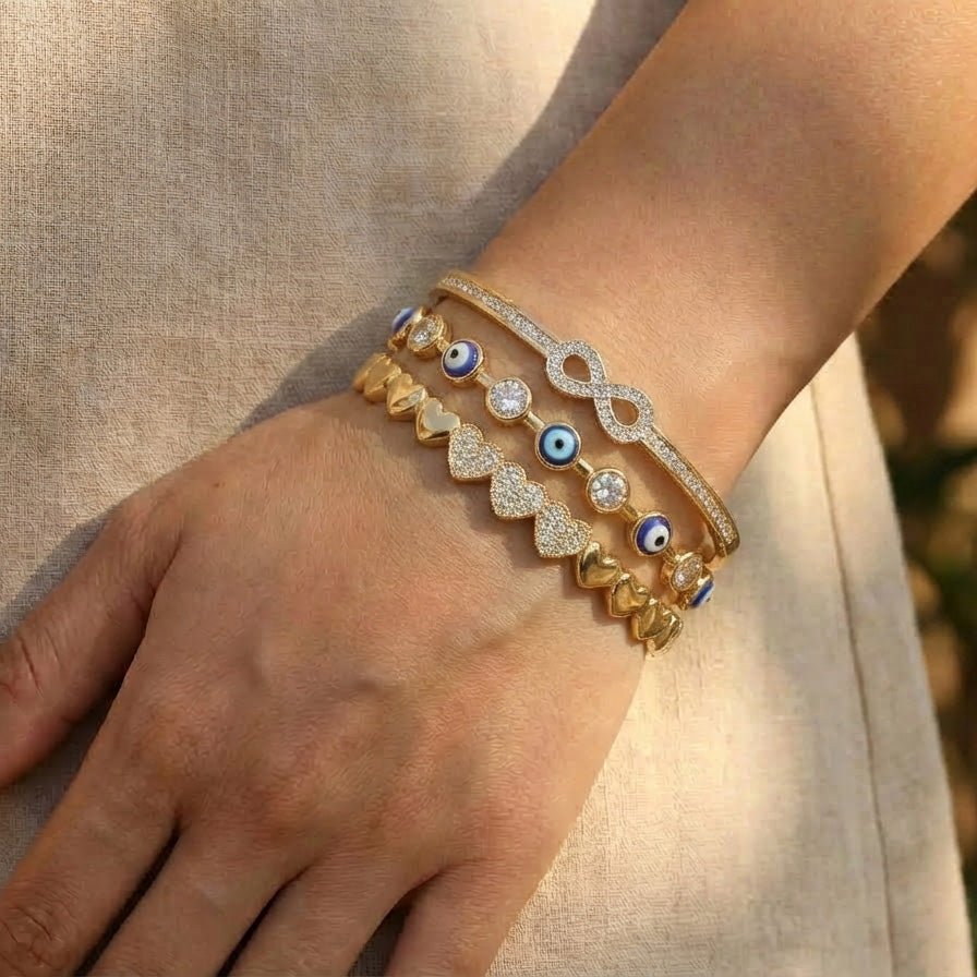 Heartline Evil Eye Bangle Stack - Upakarnaproduct_type